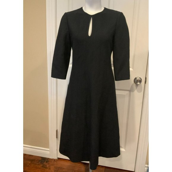 St. John "Caviar" Black 100% Wool A-Line Dress, Size 4 (US), 42 (IT) NWT! $1,495 - Picture 1 of 8